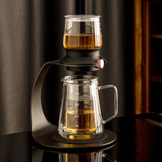 Tai Chi Semi-automatic Tea Brewer: High-end Modern Glass, Heat-resistant, Office Kung Fu Tea Set, Lazy Tea Brewing Utensil.